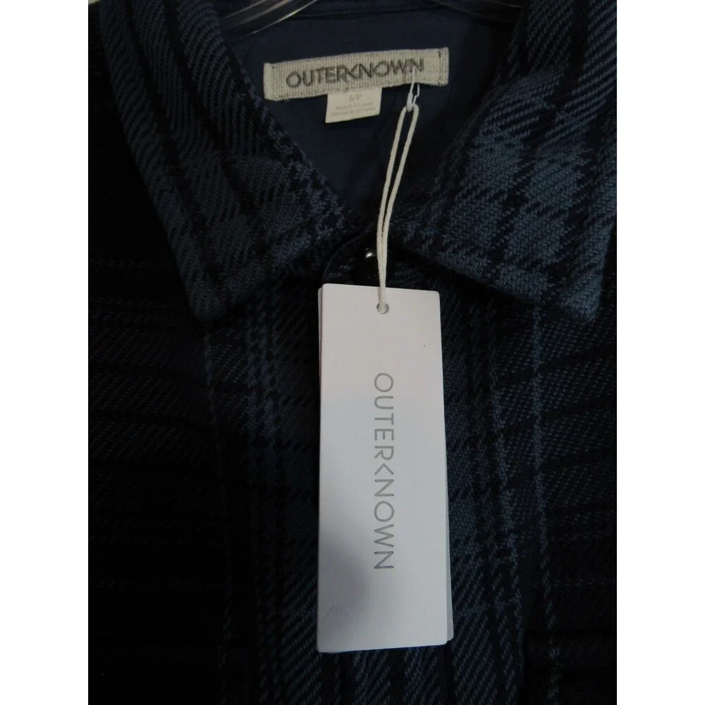 Outerknown Blue Plaid Shacket Long Sleeve Thick Button Down Shirt Size S NWT